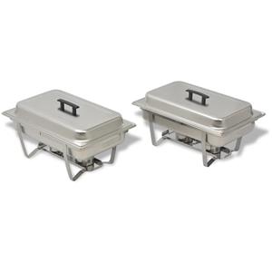 vidaXL Chafing Dish Set 2-tlg. Edelstahl Silber