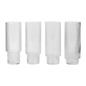 fermliving Ferm Living - Ripple Long Drink Glass Set of 4 - Clear (5445)