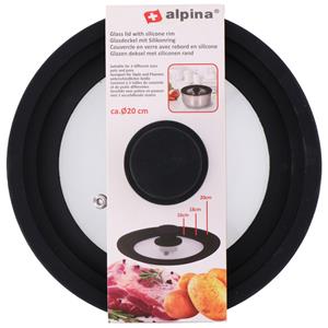 Alpina deksel - glas met siliconen rand - 16 cm/ 18 cm/ 20 cm