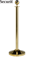 Afzetpaal  100cm met voet goudkleurig