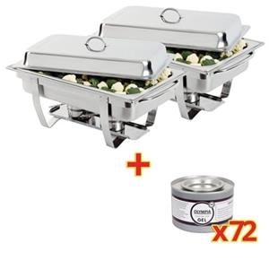 SPECIALE AANBIEDING x2  Milan Chafing Dish met x72  brandpasta gel