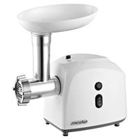 Mesko Fleischwolf MS 4805, 1500 Watt, Fleischmaschine, Wurstfüllmaschine, Wurstfüller, Zerkleinerer, Hackfleisch, Mohn, 3 Siebe, Plunger, Küche, weiß