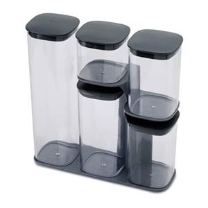 Joseph Joseph Podium 5-Piece Storage Jar Set With Stand - Grey