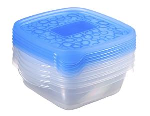 Curver take away 2: vershouddozenset sandwich vierkant 5x0,6 liter transparant / blauw translucent