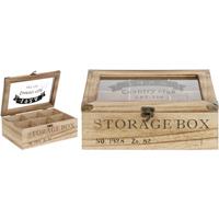 Koopman Teebox Teekiste 6 Fächer Storage Box Teekasten Teekiste Tebeutelbox, Holz Tee Kiste Box Teeaufbewahrung Teesortierer