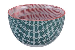 Groen/Rode Kom - Mixed Bowls - 15 x 8,5cm 750ml