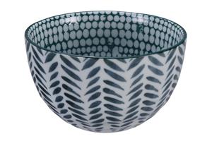 Groen/Witte Kom - Mixed Bowls - 15 x 8,5cm 750ml
