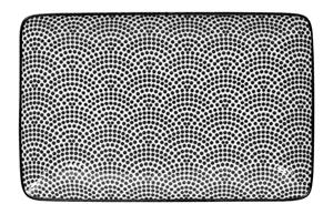 Zwart/Wit Rechthoekig Bord Stippen - Nippon Black - 21 x 13.5cm