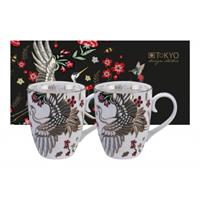 Witte Mokset met kraanfiguur - Mythical Crane - Set van 2 stuks - 350ml