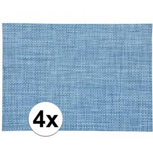 4x Placemat gevlochten blauw 45 x 30 cm Blauw