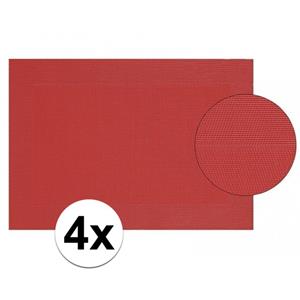 4x Placemat gevlochten rood 45 x 30 cm Rood