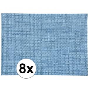 8x Placemat gevlochten blauw 45 x 30 cm Blauw