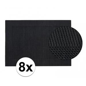 8x Placemat gevlochten zwart 45 x 30 cm Zwart