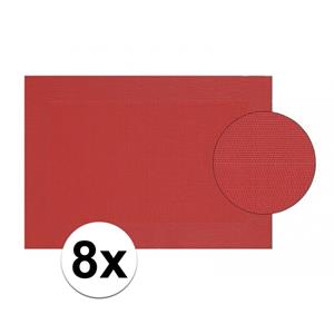 8x Placemat gevlochten rood 45 x 30 cm Rood