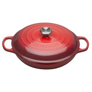 Le Creuset multifunctionele braadpan met zwarte binnenzijde ø 30 cm gietijzer kersrood