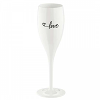 Cheers No.1 Love 2.0 Superglas mit Druck, Sektglas, Champagnerglas, Trinkglas, Glas, Cotton White, 100 ml, 3439525 - Koziol