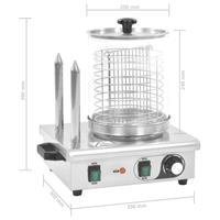 Hotdog verwarmer met 2 staven 500 W roestvrij staal