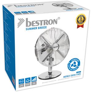 Bestron Retro Tischventilator DFT35CH 35 cm Chrom Silber