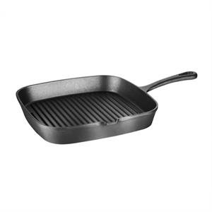 Vogue vierkante gietijzeren pan geribbeld 24,1x24,1cm