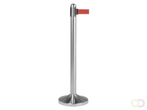 Afzetpaal  RVS met rolband 210cm rood