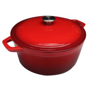 Eigen merk Braadpan geëmailleerd gietijzer Ø24cm 4,5L rood