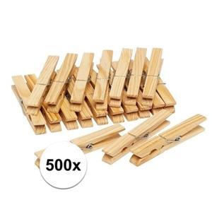 500x Houten wasgoedknijpers / knijpers - Knijpers