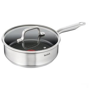 Tefal Schmorpfanne "E49132 Virtuoso, Induktion, Ø 24 cm", Edelstahl, mit Deckel, Premium-Edelstahl, Titanium Non-Stick Antihaftversiegelung