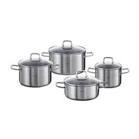 Fissler Topf-Set »viseo Topf-Set«, Edelstahl 18/10, (Set, 8-tlg), Induktionsgeeignet, Edelstahl-Töpfe mit Glasdeckel, backofen-geeignet,Mess-Skala, Made in Germany