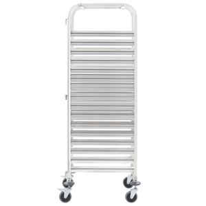 vidaXL Tablettwagen für 16 Tabletts 65,5×48,5×165 cm Edelstahl Silber