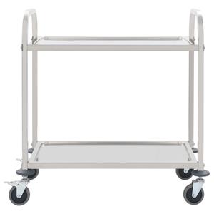 vidaXL 2-Stufiger Servierwagen 87 x 45 x 83,5 cm Edelstahl Silber