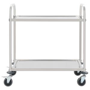 vidaXL 2-Stufiger Servierwagen 107 x 55 x 90 cm Edelstahl Silber