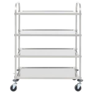 vidaXL 4-Stufiger Servierwagen 107 x 55 x 125 cm Edelstahl Silber