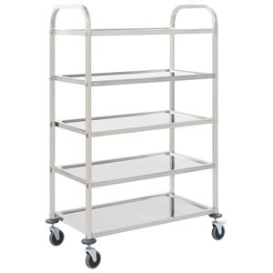 vidaXL 5-Stufiger Servierwagen 107 x 55 x 147 cm Edelstahl Silber