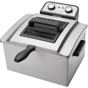 Proficook ProfiCook PC-FR 1038. Olieniveau: 5 l, Temperatuur (min): 130 °C, Temperatuur (max): 190 °C. Constructietype: Dubbel, Kleur van het product: Zilver, Soort bediening: Draaiknop. Vermo