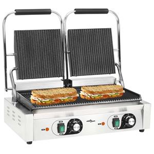 vidaXL Doppelter Gerillter Panini-Grill 3600 W 58 x 41 x 19 cm Silber