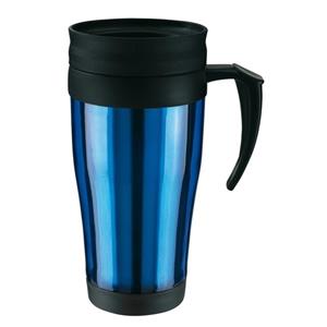 Thermosbeker/warmhoudbeker blauw/zwart 400 ml Blauw