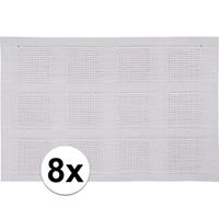 8x Placemats wit geweven/gevlochten 45 x 30 cm Wit