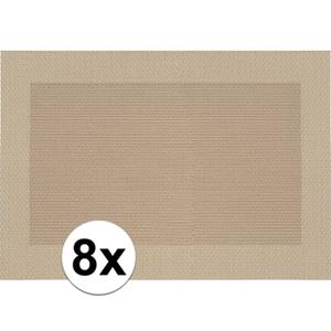 8x Placemats beige/bruin geweven/gevlochten met rand 45 x 30 cm Beige