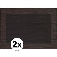2x Placemats donkerbruin geweven/gevlochten met rand 45 x 30 cm Bruin
