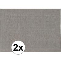 2x Placemats grijs geweven/gevlochten met rand 45 x 30 cm Grijs
