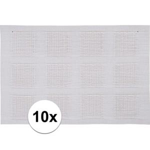 10x Placemats wit geweven/gevlochten 45 x 30 cm Wit