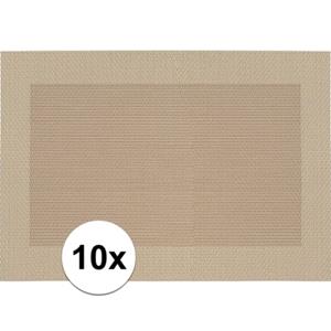 10x Placemats beige/bruin geweven/gevlochten met rand 45 x 30 cm Beige