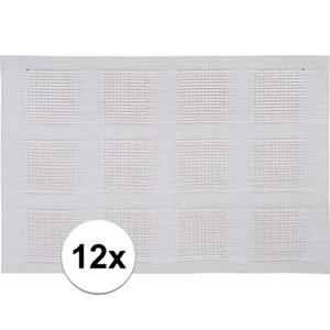 12x Placemats wit geweven/gevlochten 45 x 30 cm Wit