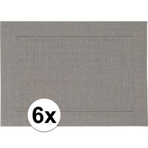 6x Placemats grijs geweven/gevlochten met rand 45 x 30 cm Grijs