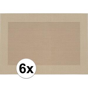 6x Placemats beige/bruin geweven/gevlochten met rand 45 x 30 cm Beige