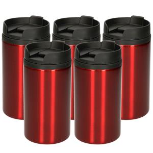 10x Warmhoudbekers metallic/warm houd bekers rood 320 ml Rood