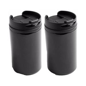 2x Warmhoudbekers/warm houd bekers metallic zwart 320 ml -