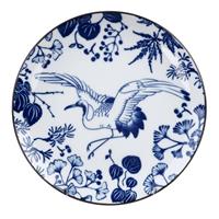 Blauw/Wit Bord Crane - Flora Japonica - 16 x 2cm