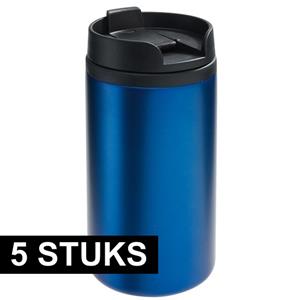 5x Thermosbekers/warmhoudbekers metallic blauw 290 ml Blauw