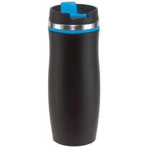 Thermosbeker/warmhoudbeker zwart/blauw 400 ml Zwart